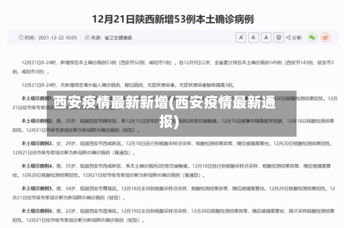 西安疫情最新新增(西安疫情最新通报)