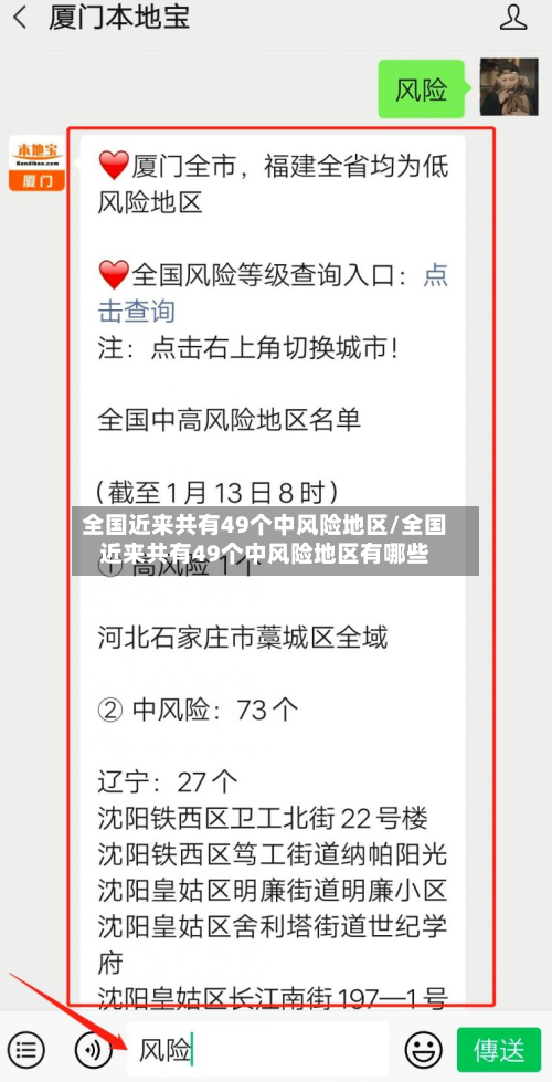 全国近来共有49个中风险地区/全国近来共有49个中风险地区有哪些-第1张图片