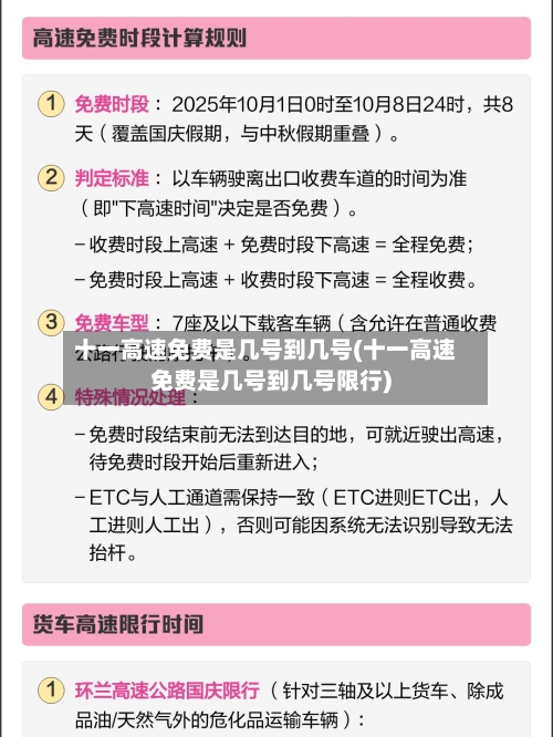 十一高速免费是几号到几号(十一高速免费是几号到几号限行)