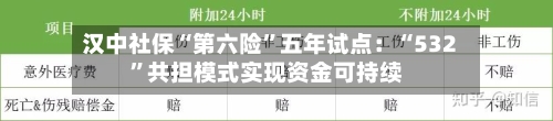 汉中社保“第六险”五年试点：“532	”共担模式实现资金可持续-第3张图片