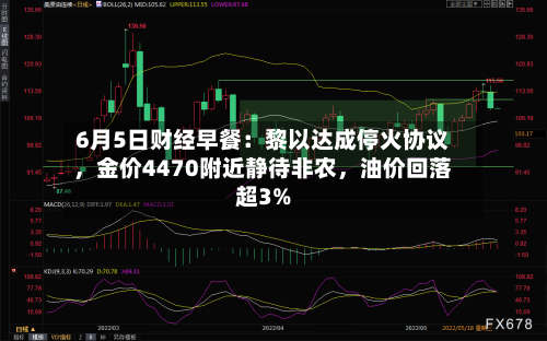 6月5日财经早餐：黎以达成停火协议，金价4470附近静待非农，油价回落超3%